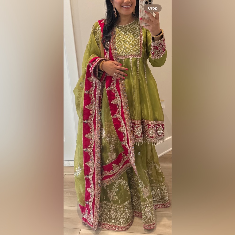 Elegant Green and Pink Embroidered Sharara / Gharara from Lashkaraa